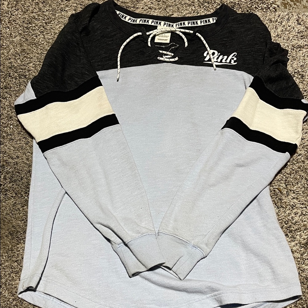 Victoria's Secret PINK Charcoal Lace-Up Hoodie